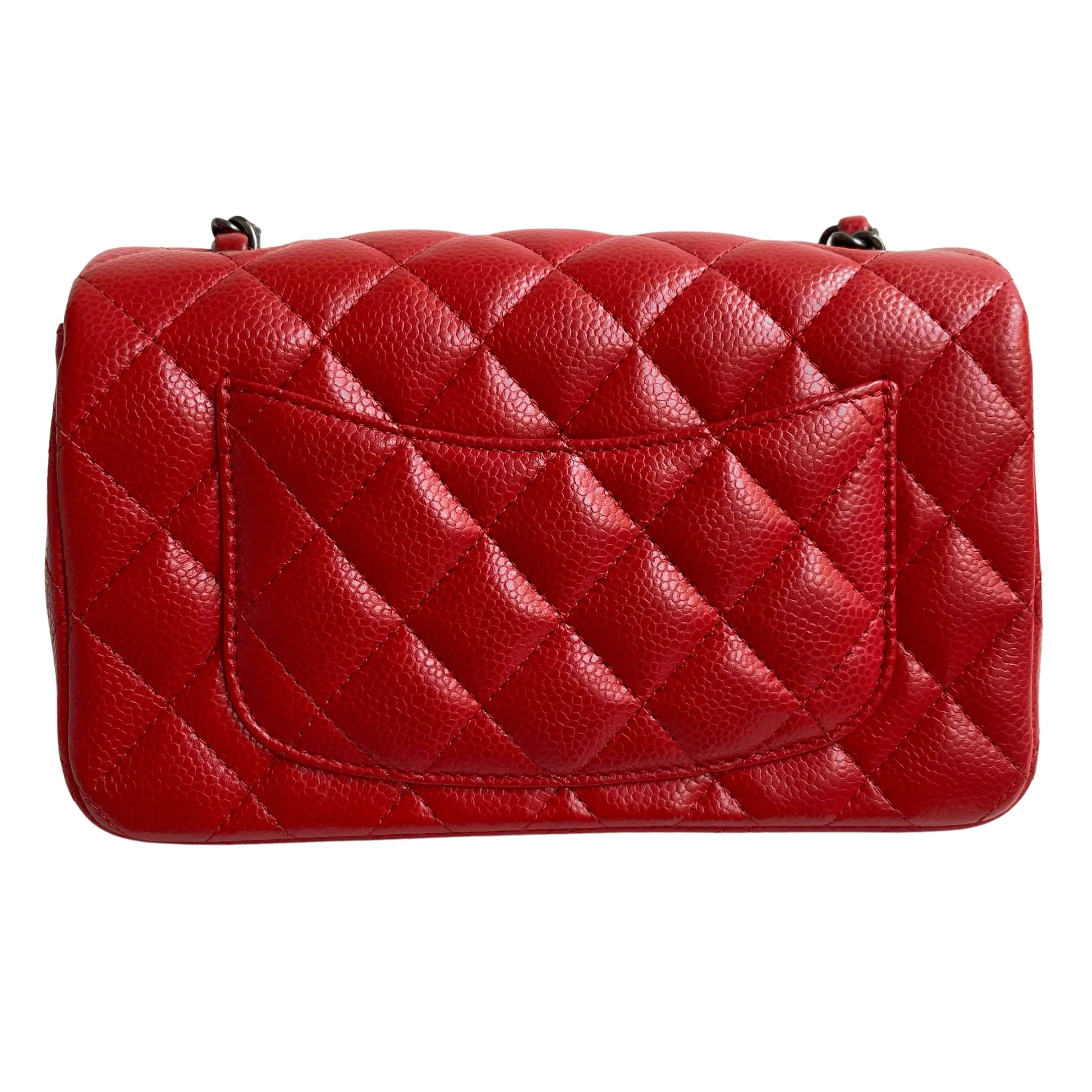 15B Lipstick Red Caviar Mini Rectangular Flap Bag