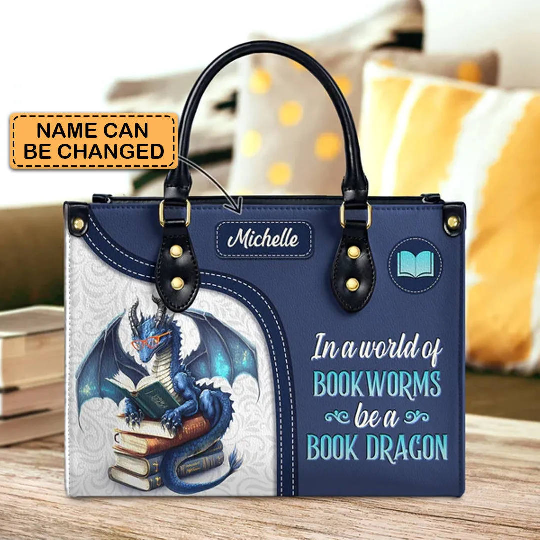 Christianartbag Handbags, In A World Of Bookworms Be A Book Dragon, Handbag Design, Monogram Leather Handbag, Gifts for Women, CABLTB04271223.