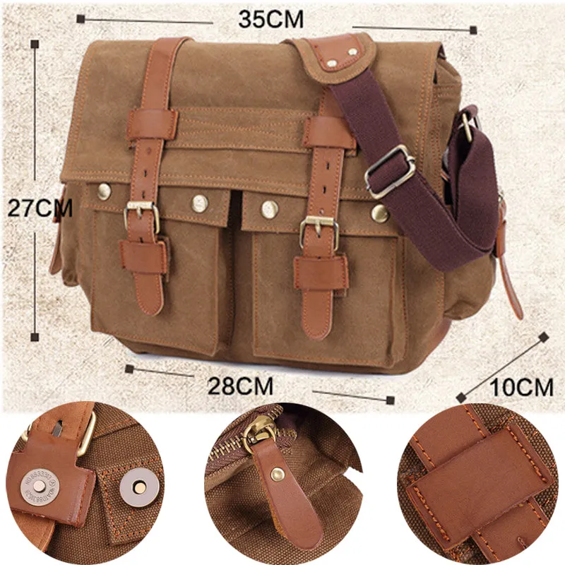 Cross Shoulder Bag Canvas and Leather Satchel