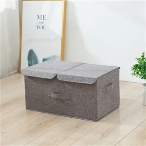 Foldable Storage Box With Double Lids And Compartments