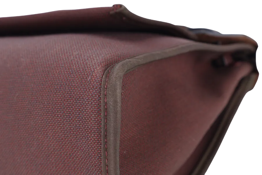 HERMES HERBAG 31 PRUNE CANVAS WITH BROWN LEATHER TRIM STAMP R (2014) SILVER HARDWARE WITH LOCK & KEYS, DUST COVER AND BOX
