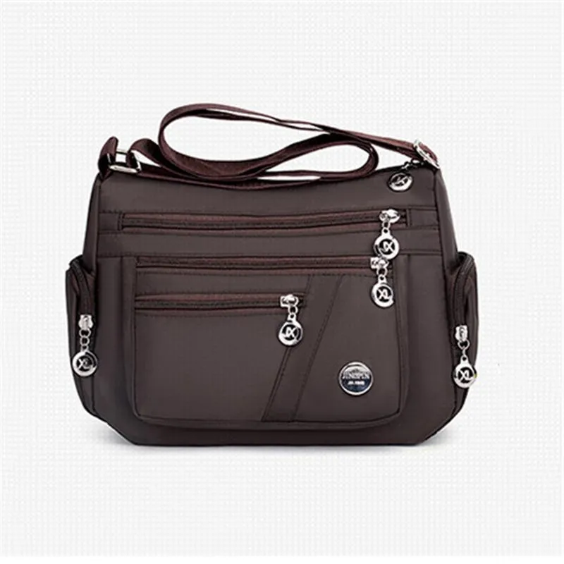 Multi-Pocket Zip Fastening Adjustable Shoulder Strap Casual Crossbody Bag
