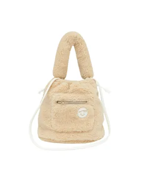 PIV'VEE  Faux Fur Bucket Bag - Milk Tea Beige