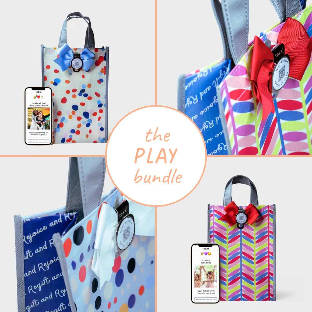 Play Collection | Reusable Gift Bag   QR Greeting Card | 9 Pieces