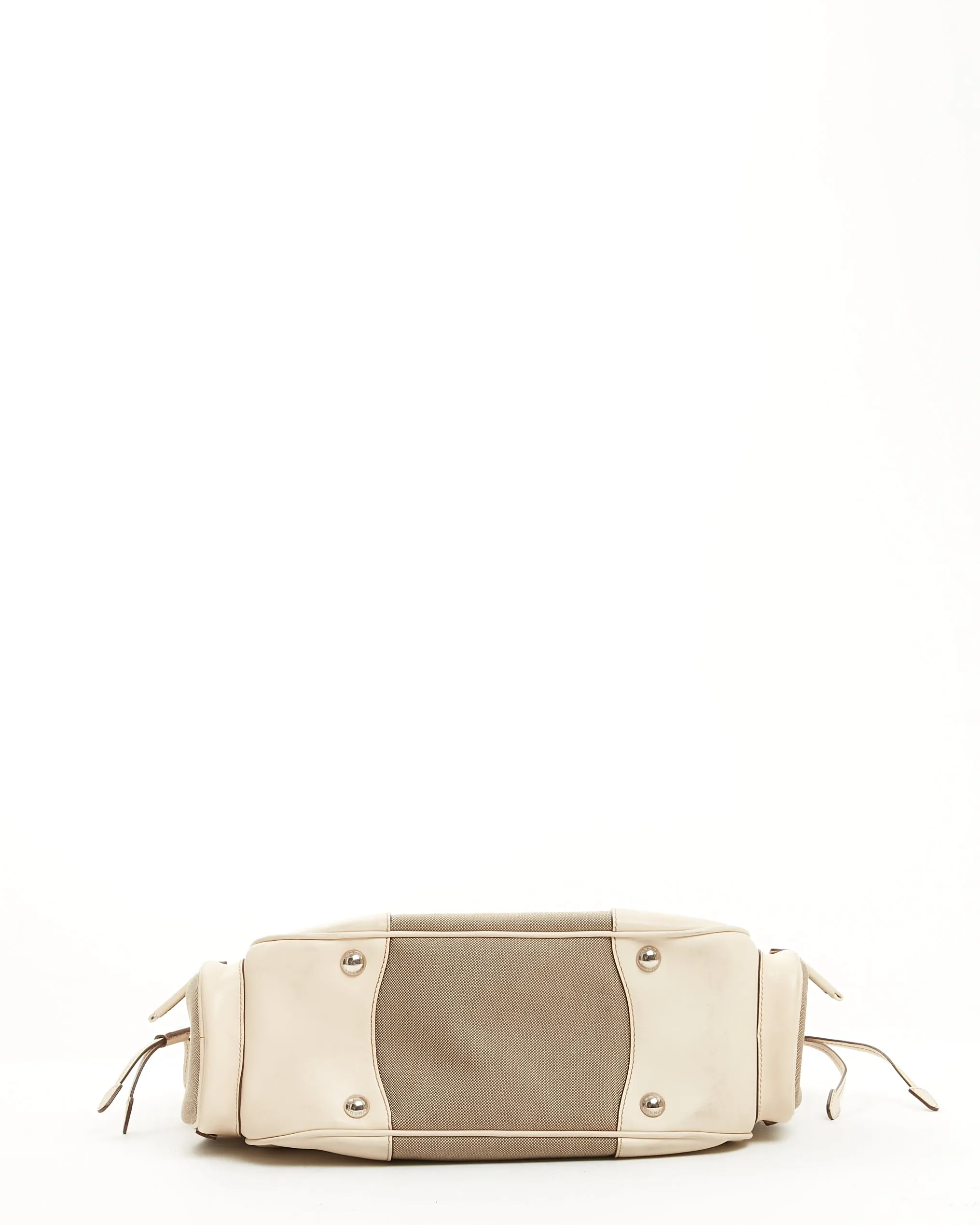 Prada Beige Canapa Canvas Shoudler Bag
