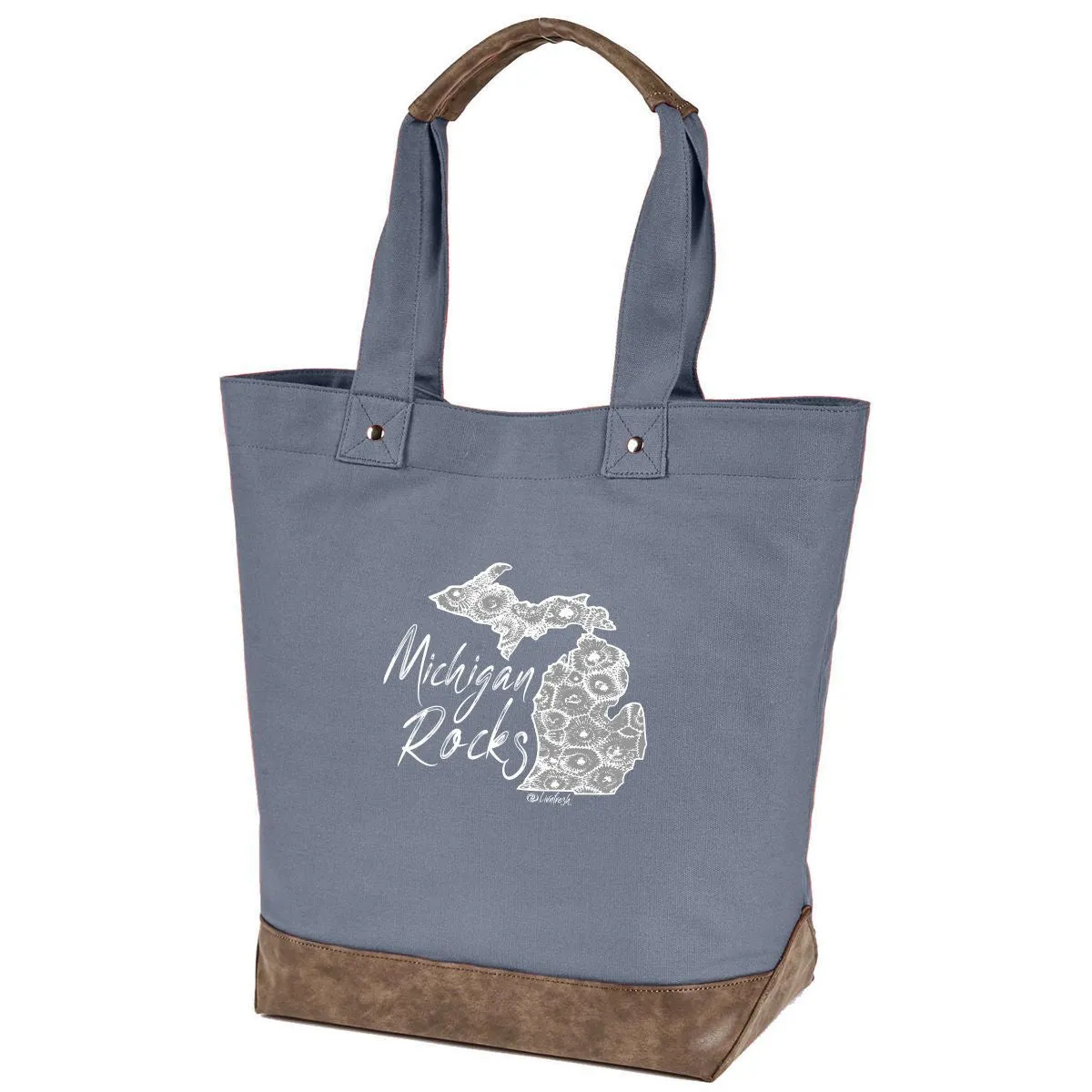 "Michigan Rocks Petoskey Stone" Canvas Tote Bag