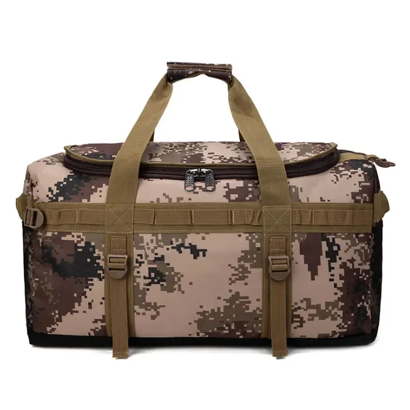 Scione 60L Multifunction Luggage Handbag Men Travel Suitcase Camouflage Duffel Back Pack Large Casual Weekend Shoulder Tote Bag