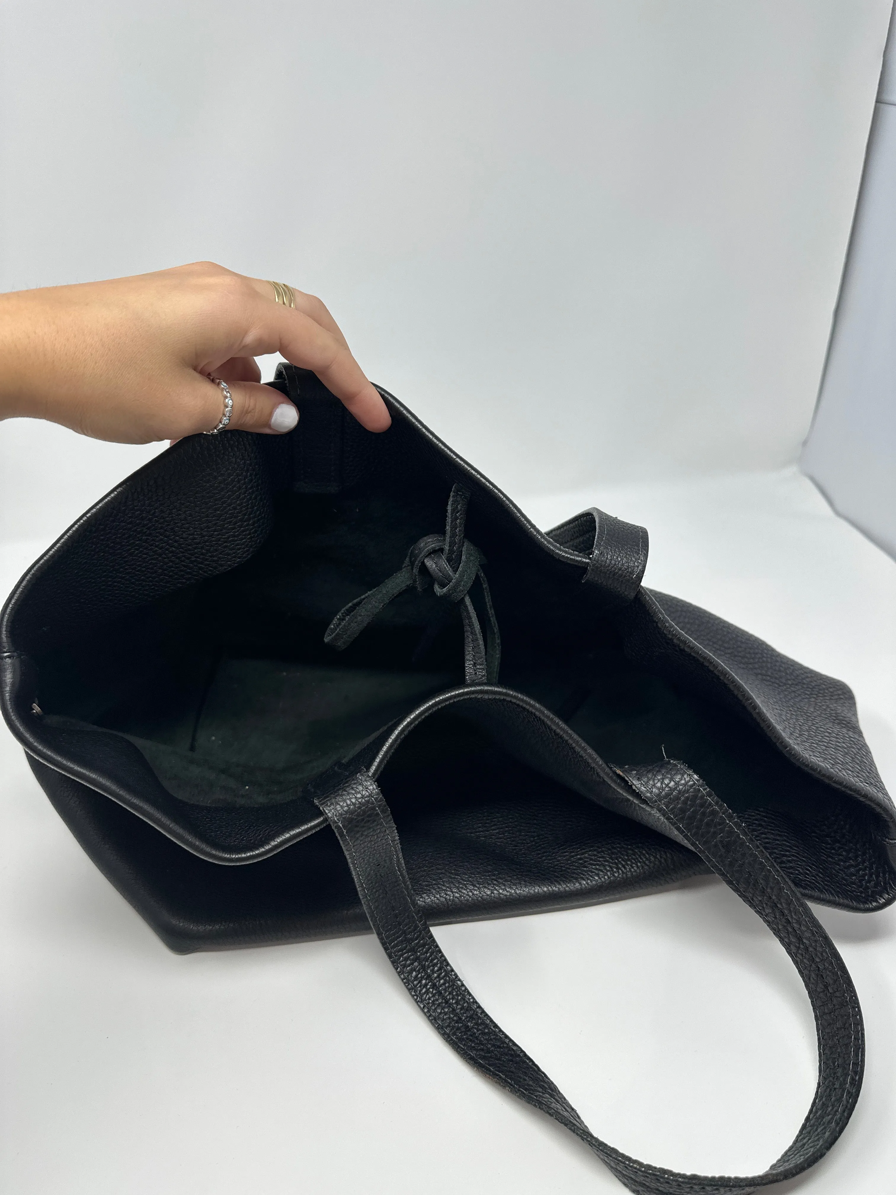 Vintage: PRADA Black Leather Top Handle Tote Bag